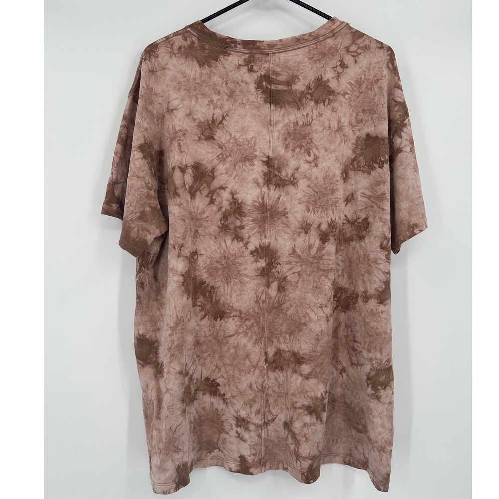Lululemon All Yours Tee Earth Color Sand Wash Tie Dye Brown Pima Cotton Size 12 - Picture 3 of 6